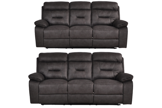 Foster Grey Fabric Electric Recliner 3+3 Seater Sofa Set