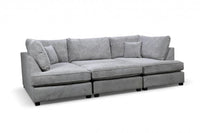 Carnaby Grey Fabric U Shape High Back Corner Sofa + Footstool - Furniture Instore