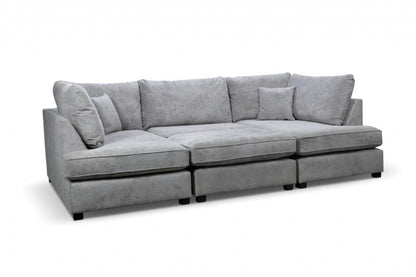 Carnaby Grey Fabric U Shape High Back Corner Sofa + Footstool