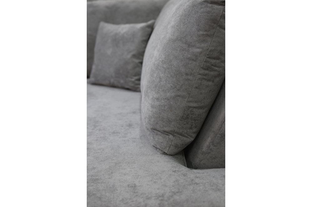 Carnaby Grey Fabric U Shape High Back Corner Sofa + Footstool