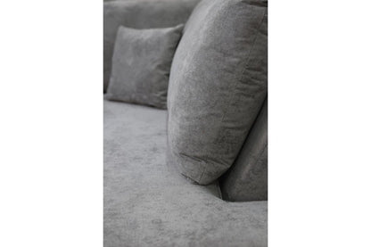 Carnaby Grey Fabric U Shape High Back Corner Sofa + Footstool