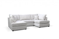 Carnaby Silver  Fabric U Shape High Back Corner Sofa + Footstool