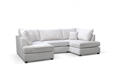 Carnaby Silver  Fabric U Shape High Back Corner Sofa + Footstool