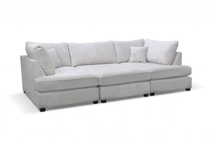 Carnaby Silver  Fabric U Shape High Back Corner Sofa + Footstool