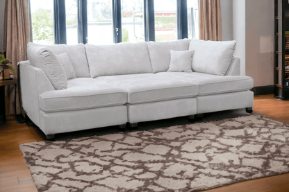 Carnaby Silver  Fabric U Shape High Back Corner Sofa + Footstool