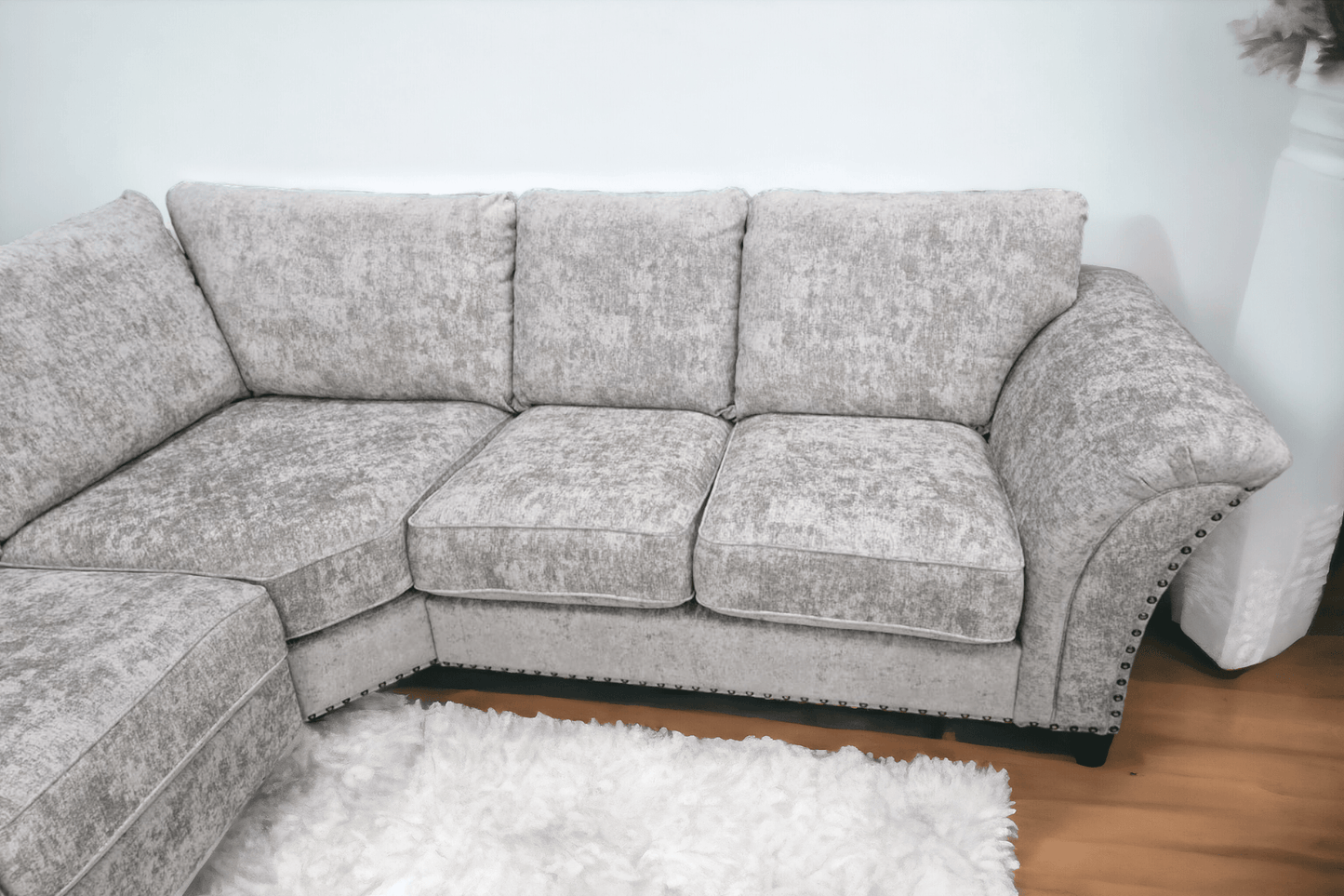 Canterbury Truffle Fabric High Back Corner Sofa