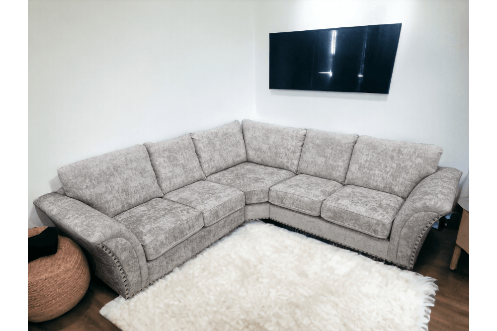 Canterbury Truffle Fabric High Back Corner Sofa