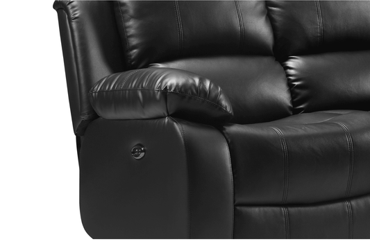 Valencia Genuine Black Leather 2 Seater Electric Power Recliner Sofa - Furniture Instore