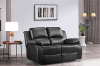 Valencia Genuine Black Leather 2 Seater Electric Power Recliner Sofa - Furniture Instore