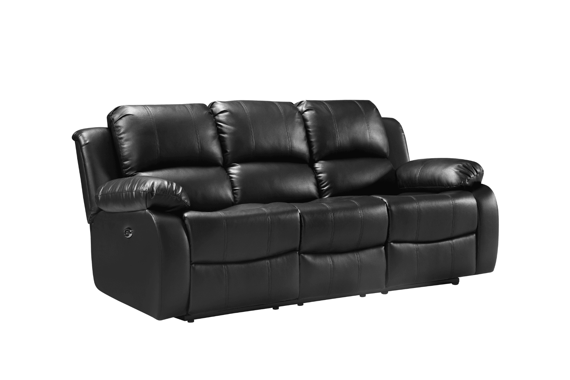 Valencia Genuine Black Leather 3 Seater Electric Power Recliner Sofa - Furniture Instore
