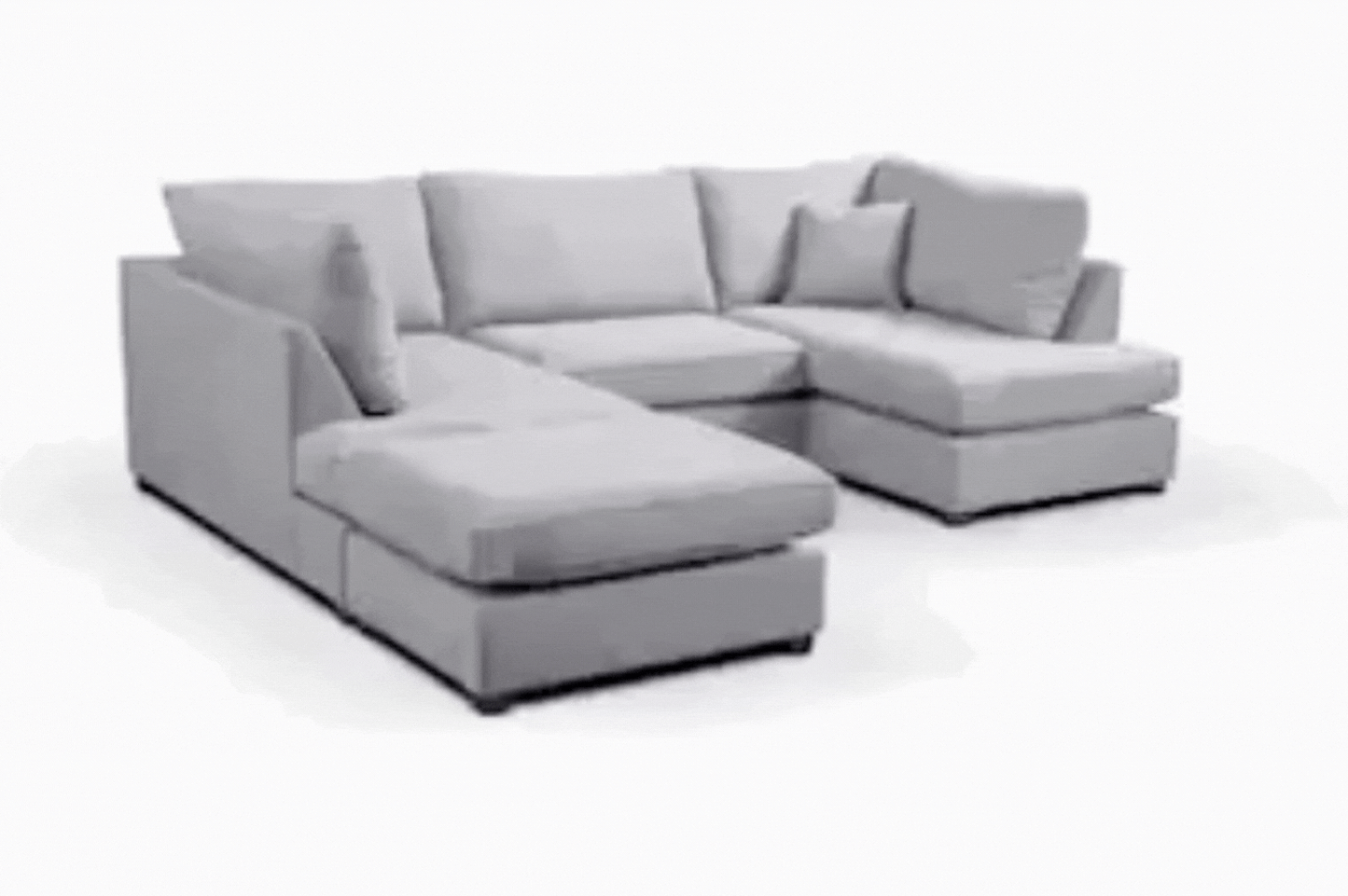 Carnaby Grey Fabric U Shape High Back Corner Sofa + Footstool