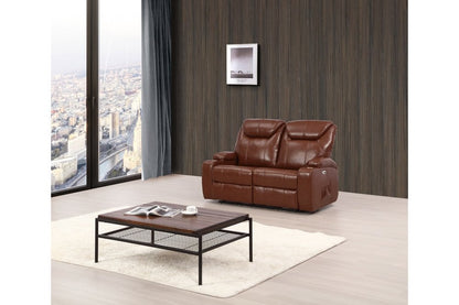 Cinema Tan Electric 2 Seater Leather Recliner Sofa With Two Cup Holders