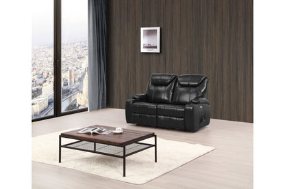 Cinema Black Electric 2 Seater Leather Recliner Sofa With Two Cup Holders