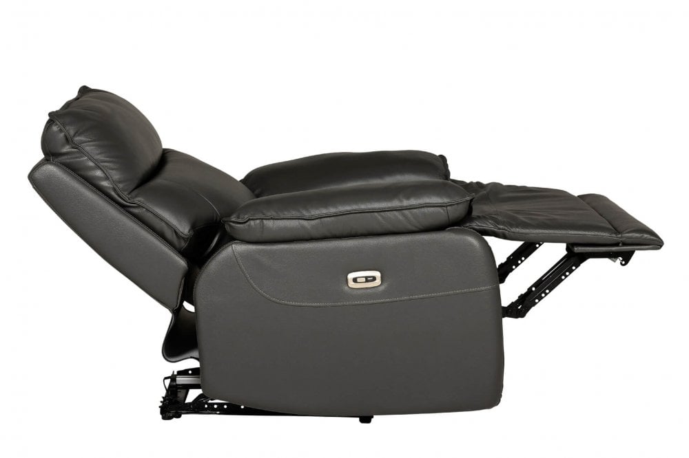 Turin Genuine Leather Grey  Electric Power Recliner Armchair