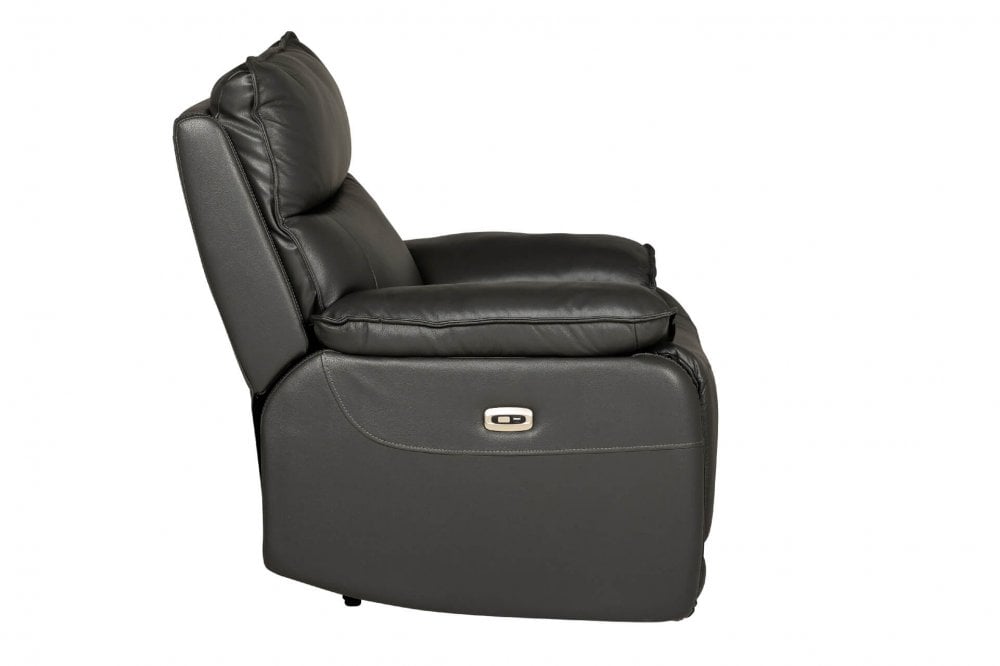 Turin Genuine Leather Grey  Electric Power Recliner Armchair