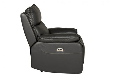 Turin Genuine Leather Grey  Electric Power Recliner Armchair