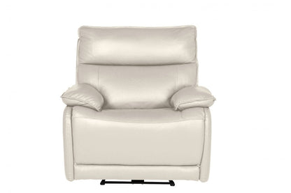 Turin Genuine Leather Chalk Electric Power Recliner Armchair - Furniture Instore
