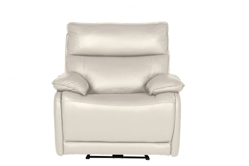 Turin Genuine Leather Chalk Electric Power Recliner Armchair - Furniture Instore