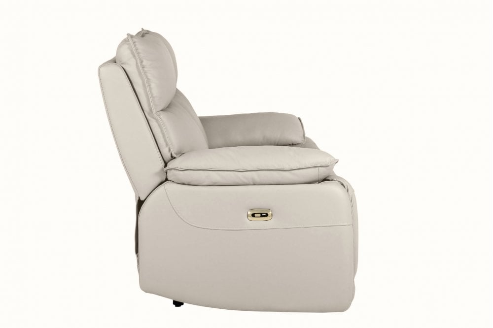Turin Genuine Leather Chalk Electric Power Recliner 2 Seater Sofa