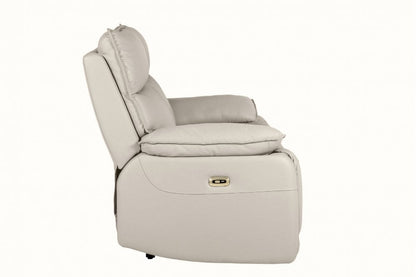 Turin Genuine Leather Chalk Electric Power Recliner 2 Seater Sofa