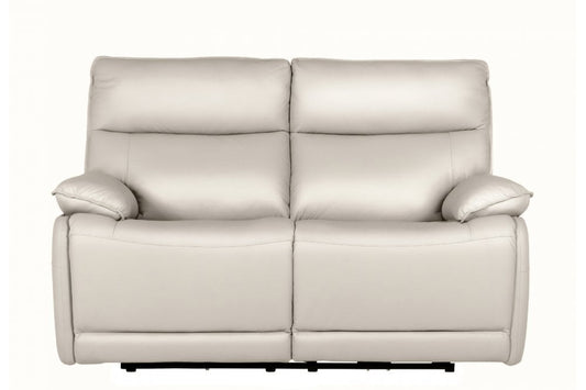 Turin Genuine Leather Chalk Electric Power Recliner 2 Seater Sofa