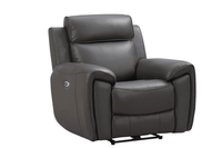 Annecy Genuine Leather Grey Electric Power Recliner Armchair