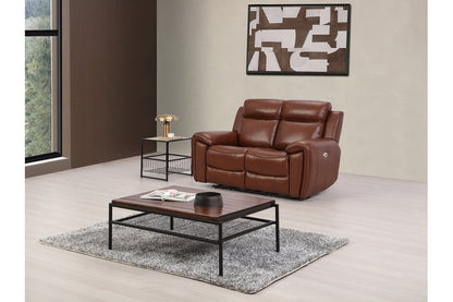Annecy Genuine Leather Tan Electric Power Recliner 2 Seater