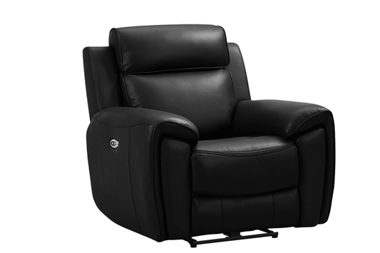 Annecy Genuine Leather Black Electric Power Recliner Armchair