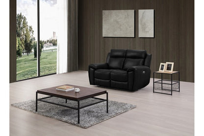 Annecy Genuine Leather Black Electric Power Recliner 2 Seater Sofa