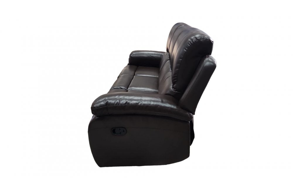 Outlet Roma Brown Leather 3 Seater Recliner Sofa