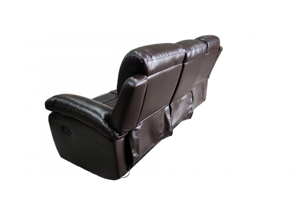 Outlet Roma Brown Leather 3 Seater Recliner Sofa