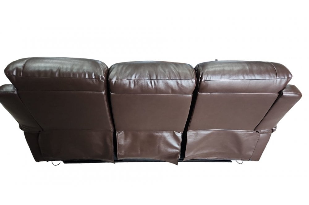 Outlet Roma Brown Leather 3 Seater Recliner Sofa