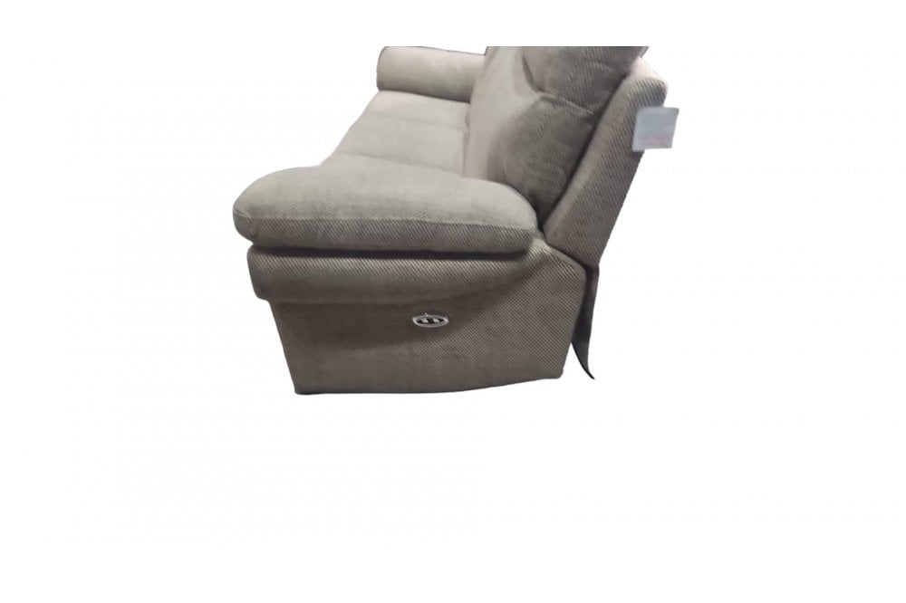 Outlet Tanya Beige Fabric Electric Recliner 3 Seater Sofa