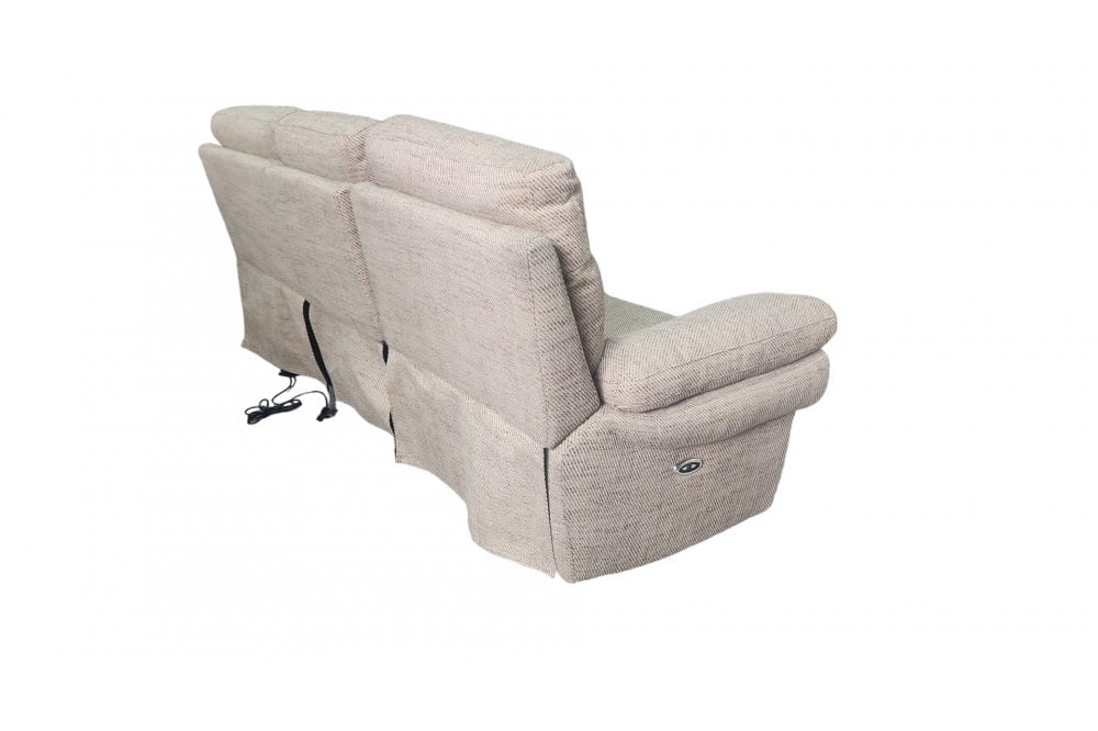 Outlet Tanya Beige Fabric Electric Recliner 3 Seater Sofa