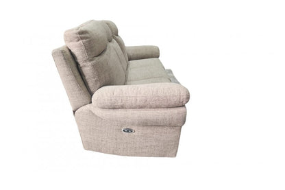 Outlet Tanya Beige Fabric Electric Recliner 3 Seater Sofa