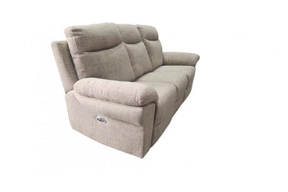 Outlet Tanya Beige Fabric Electric Recliner 3 Seater Sofa