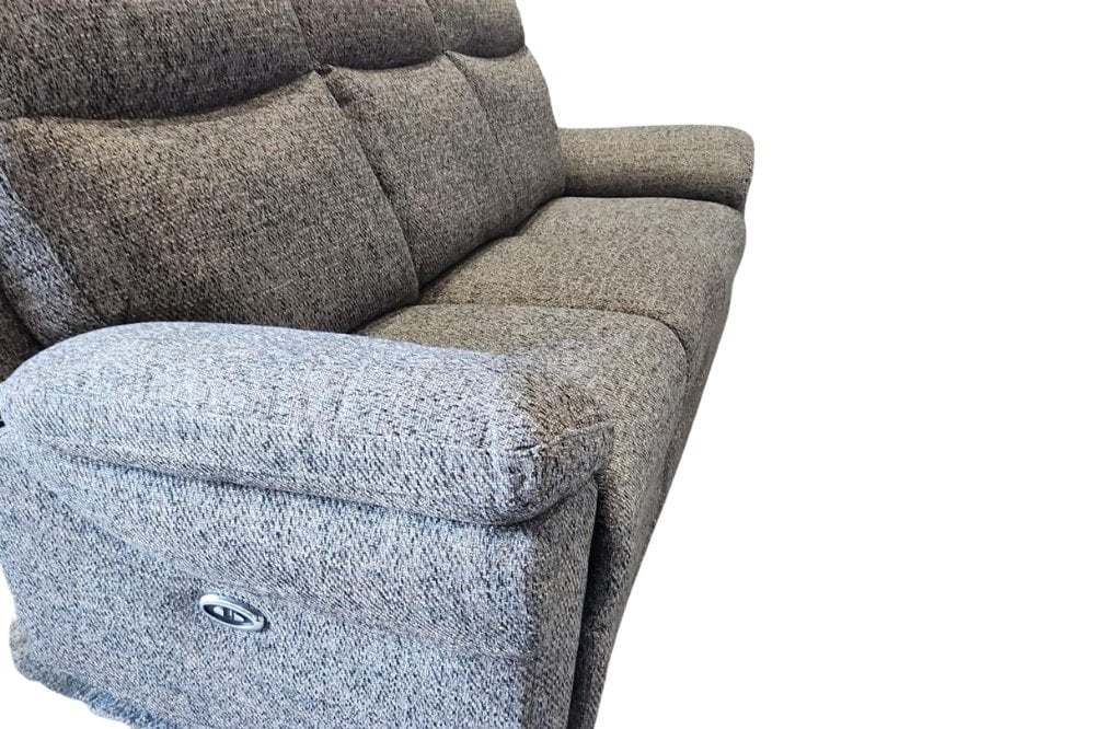 Outlet Tanya Brown Fabric Electric Recliner 3 Seater Sofa