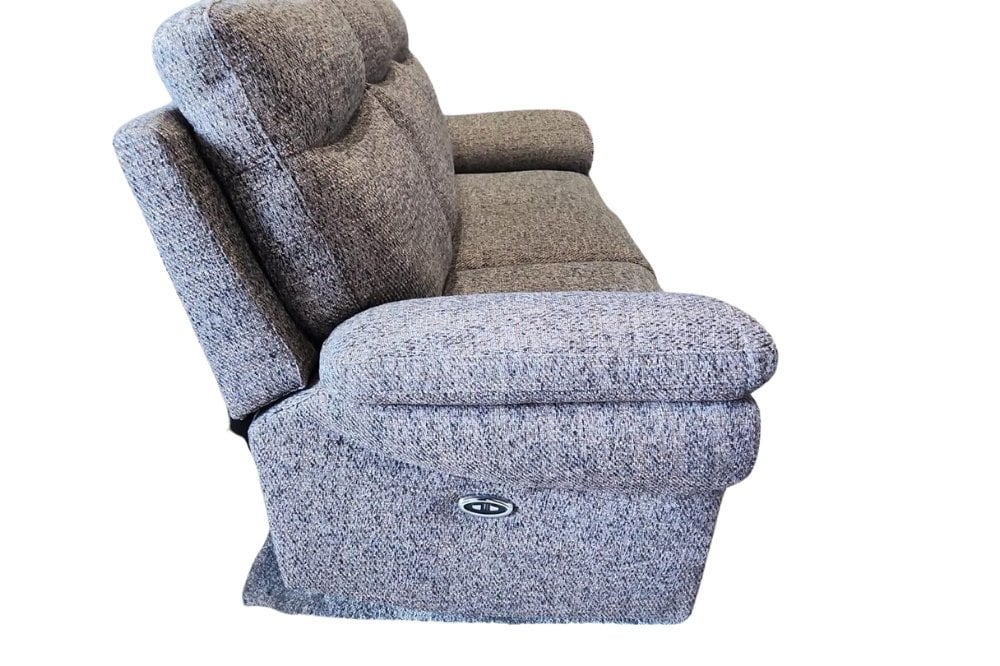 Outlet Tanya Brown Fabric Electric Recliner 3 Seater Sofa