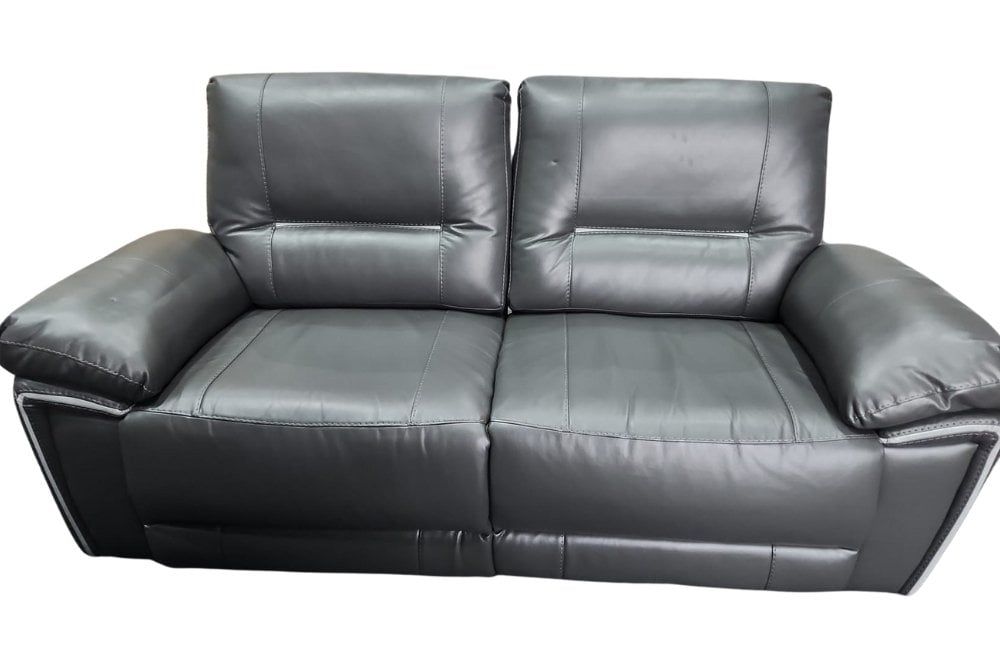 Outlet Henry Grey Leather Electric Recliner 3 Seater Sofa