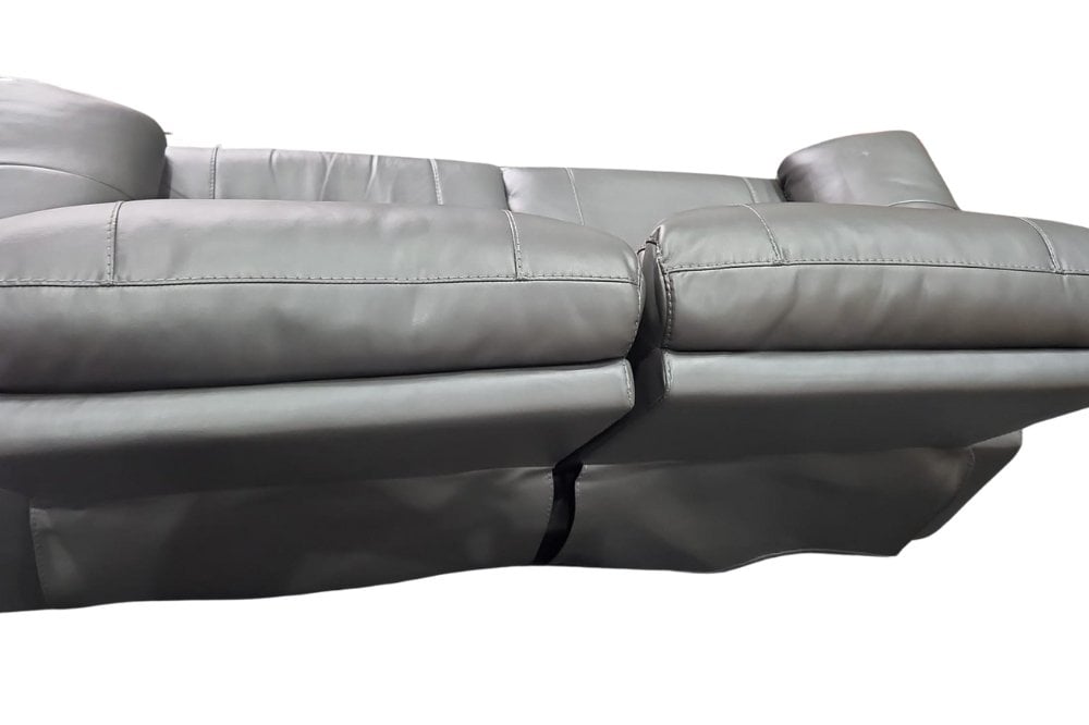 Outlet Henry Grey Leather Electric Recliner 3 Seater Sofa