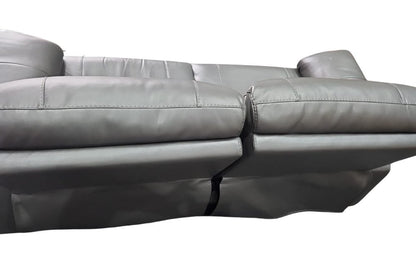 Outlet Henry Grey Leather Electric Recliner 3 Seater Sofa