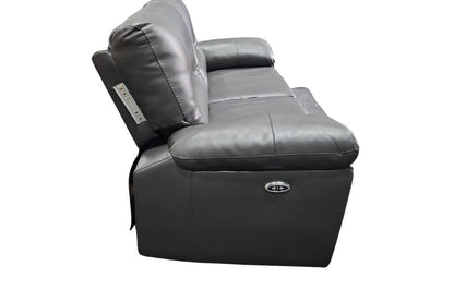 Outlet Henry Grey Leather Electric Recliner 3 Seater Sofa