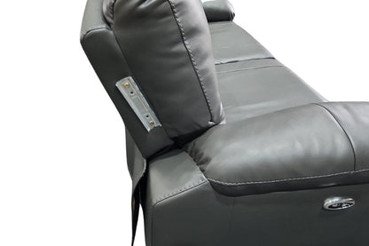 Outlet Henry Grey Leather Electric Recliner 3 Seater Sofa