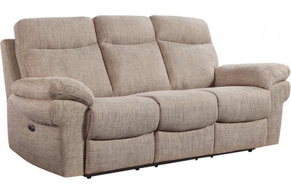 Outlet Tanya Beige Fabric Electric Recliner 3 Seater Sofa
