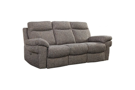 Outlet Tanya Brown Fabric Electric Recliner 3 Seater Sofa