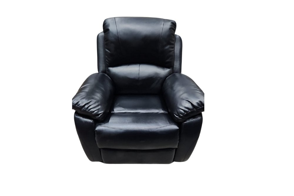Outlet Roma Black Leather Recliner Armchair