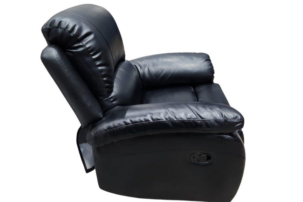 Outlet Roma Black Leather Recliner Armchair