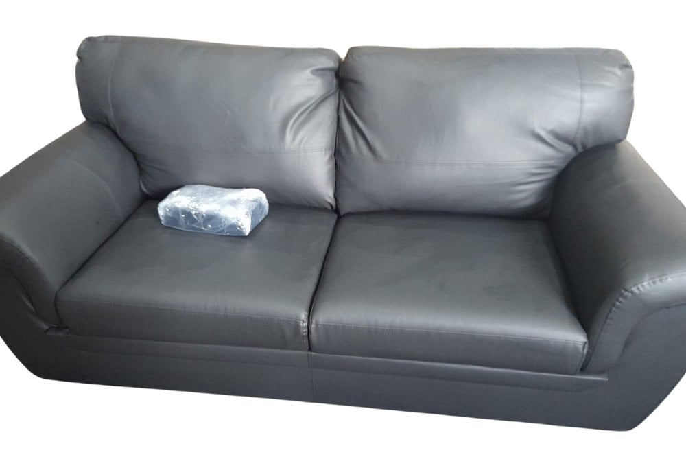 Outlet Lazar Black Leather 3 Seater Sofa