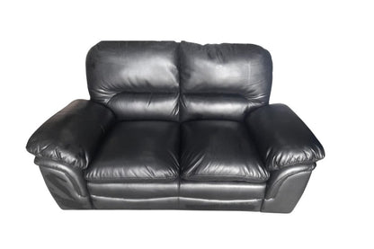 Outlet Verona Black Leather 2 Seater Sofa
