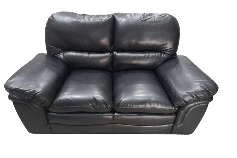 Outlet Verona Black Leather 2 Seater Sofa